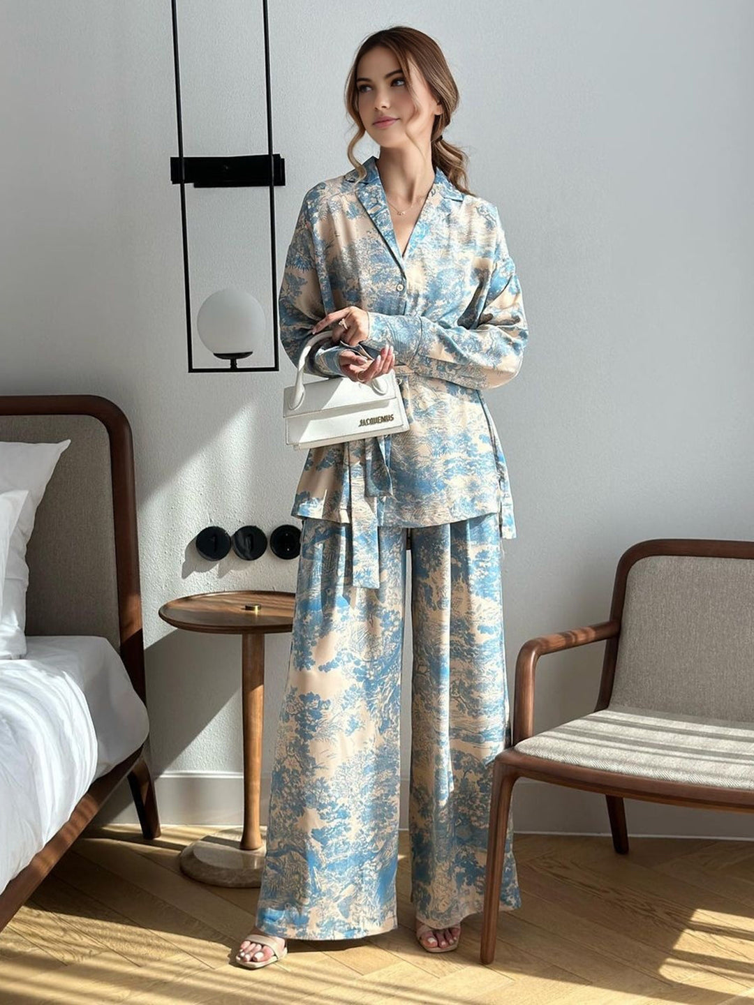 Printed Tie Up Pants Set  Liora Lane Boutique Pant Sets