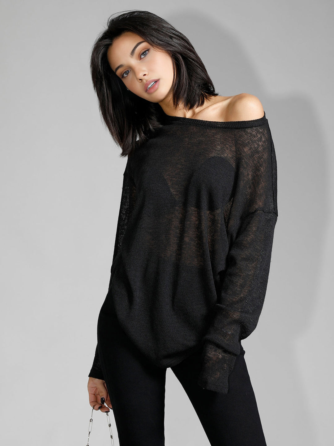 Solid Sheer Long Sleeve Top  Liora Lane Boutique T-Shirts Black / XL 25.00