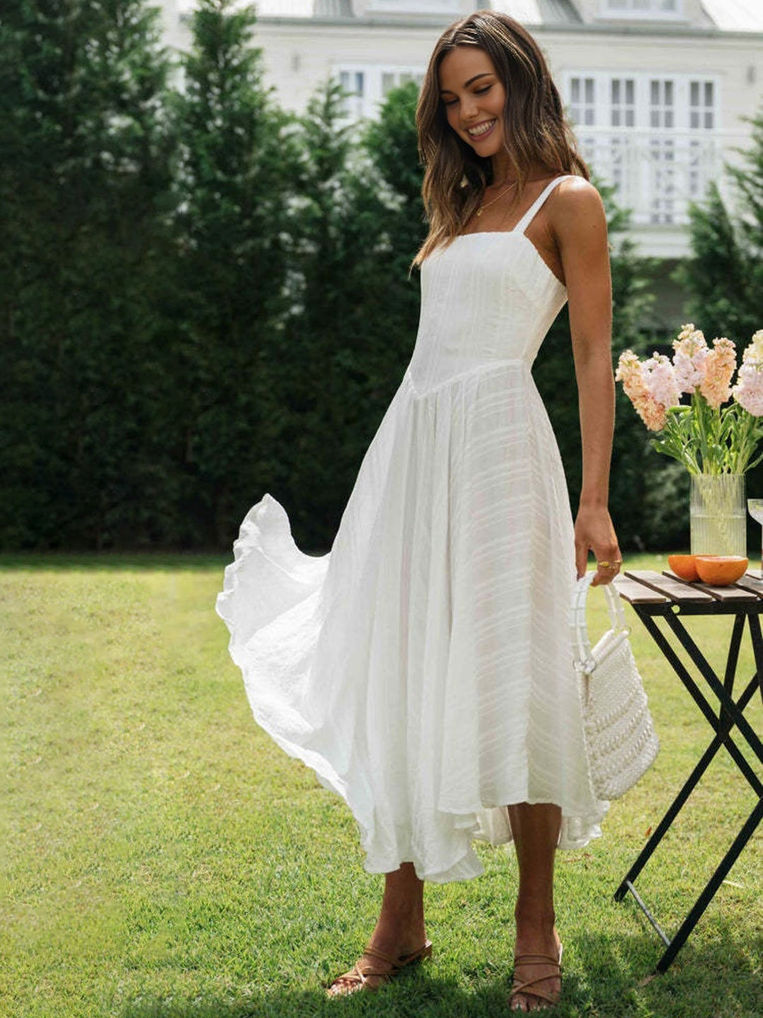 Romantic Cotton Long Cami Dress  Liora Lane Boutique Dresses White / XL 94.99