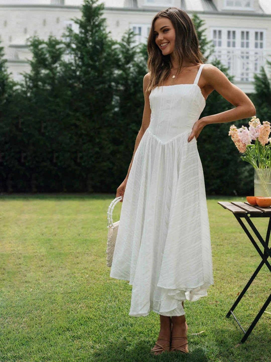 Romantic Cotton Long Cami Dress  Liora Lane Boutique Dresses