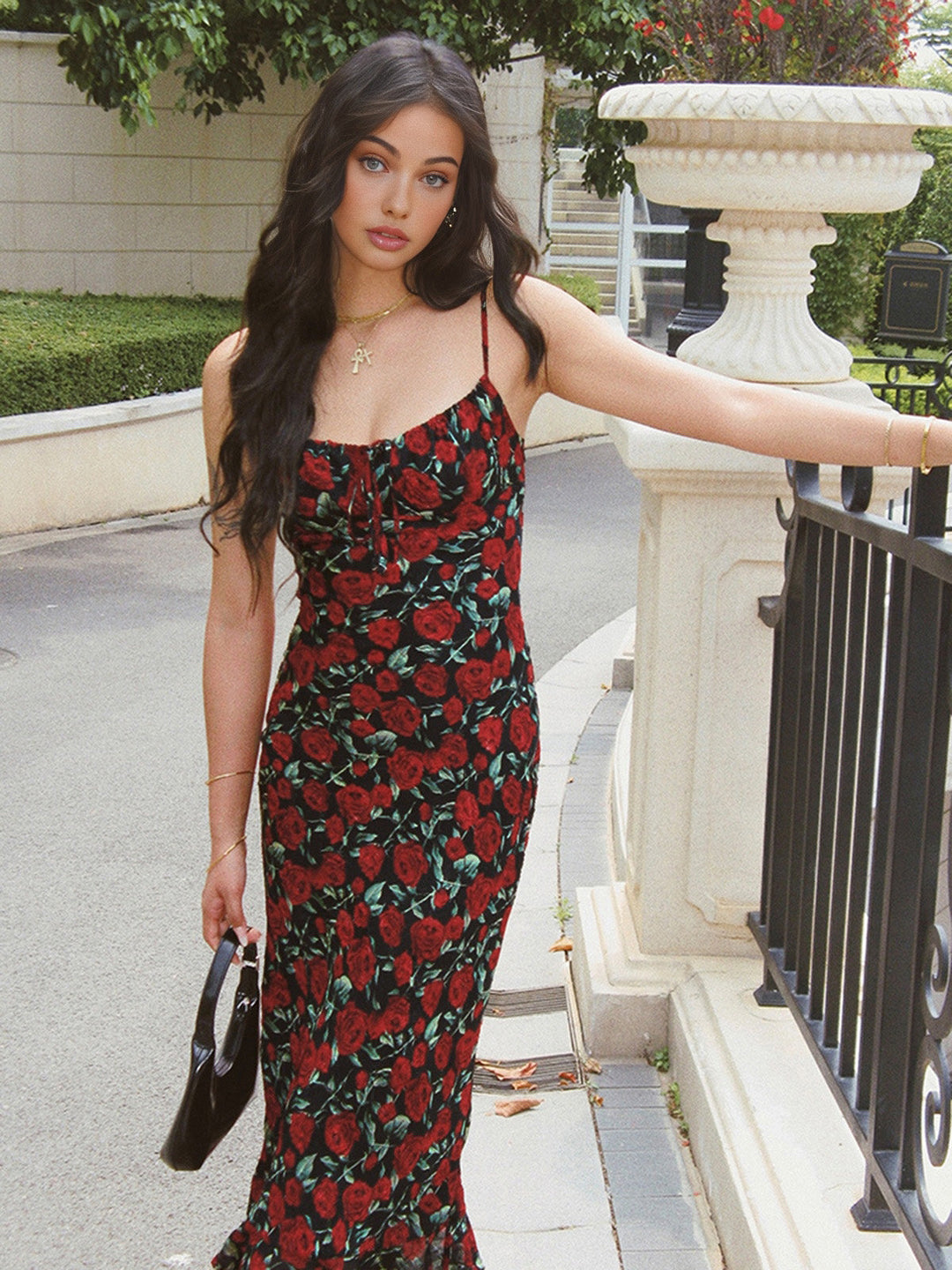Bulgarian Roses Floral Cami Long Dress  Liora Lane Boutique Dresses