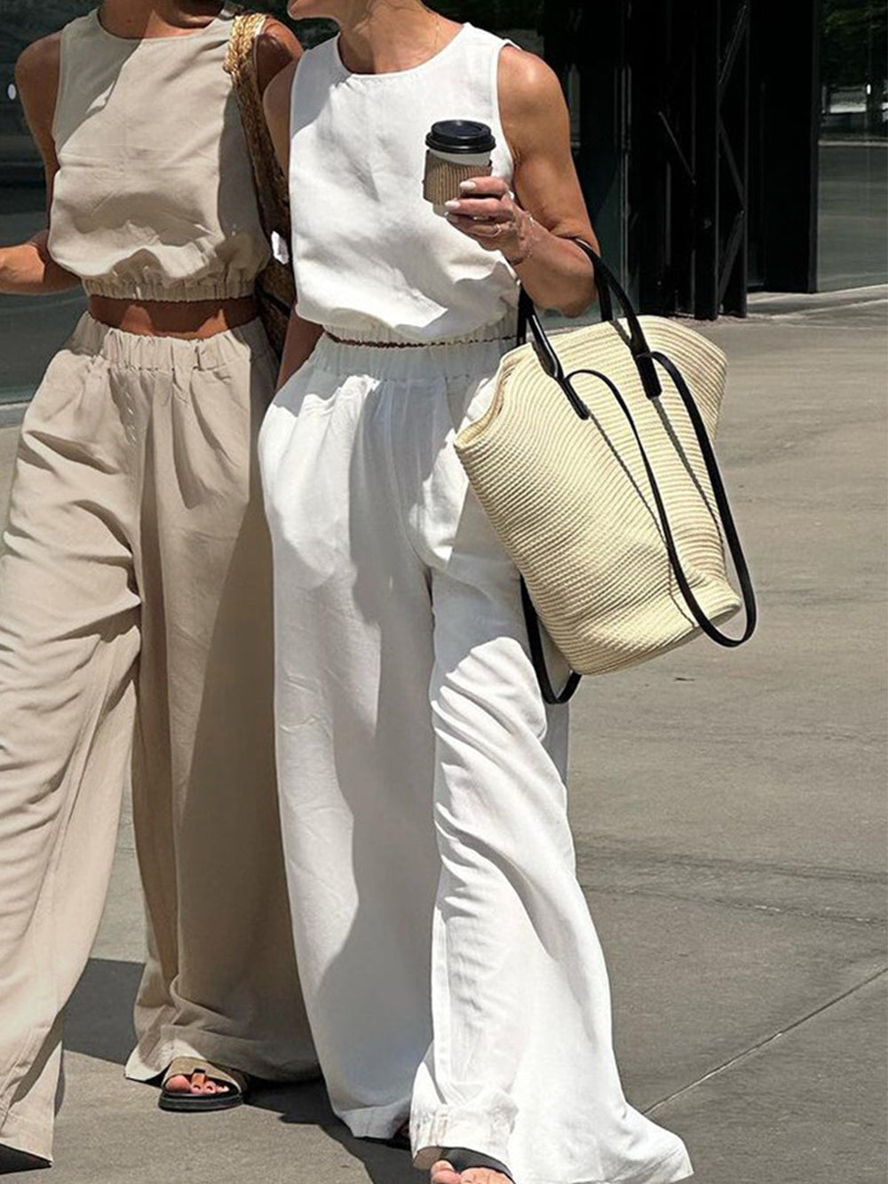 Minimalism Solid Split Pants Set  Liora Lane Boutique Pant Sets