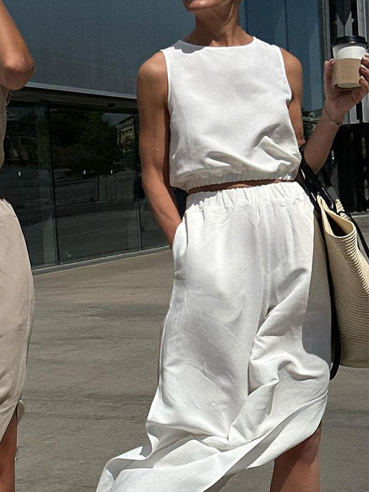 Minimalism Solid Split Pants Set  Liora Lane Boutique Pant Sets