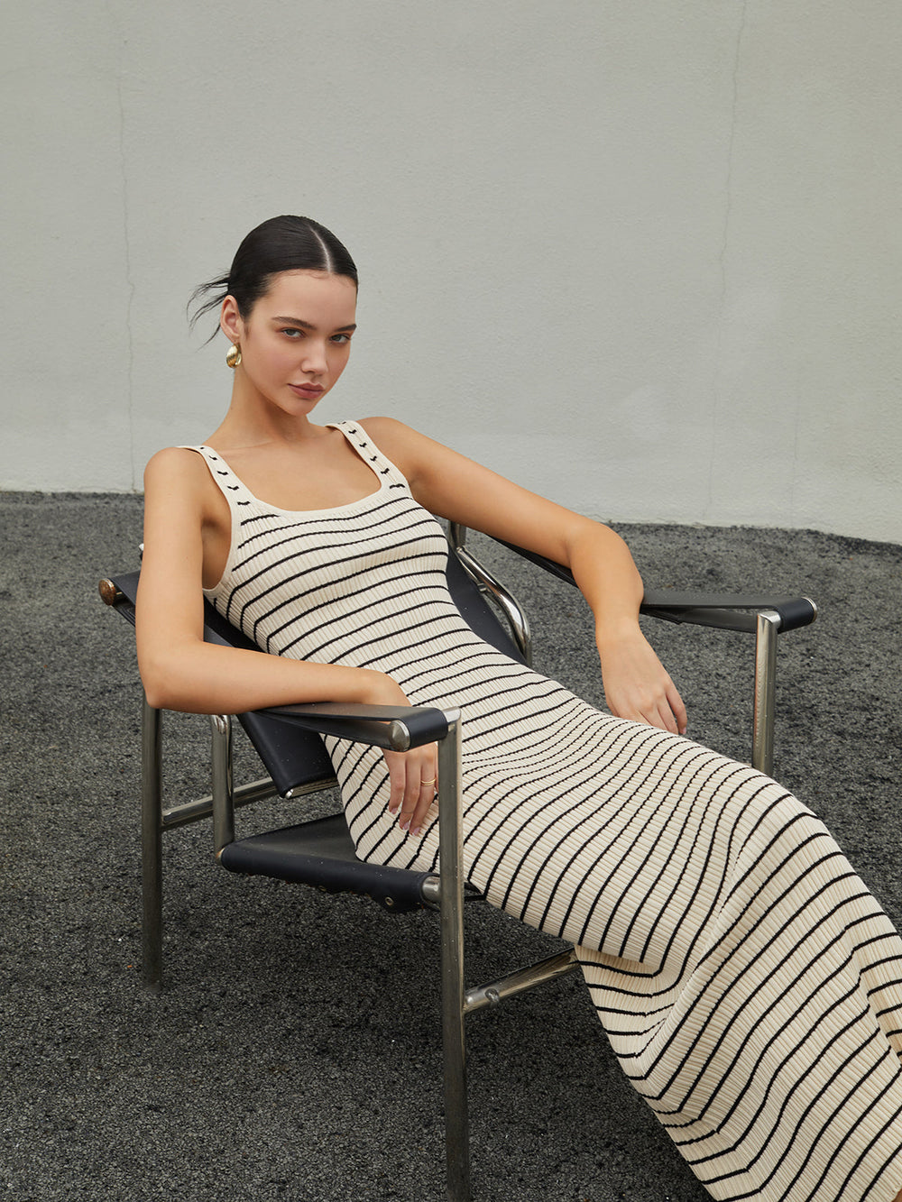 Old Money Aesthetics Stripe Long Knit Dress  Liora Lane Boutique Sweater Dresses
