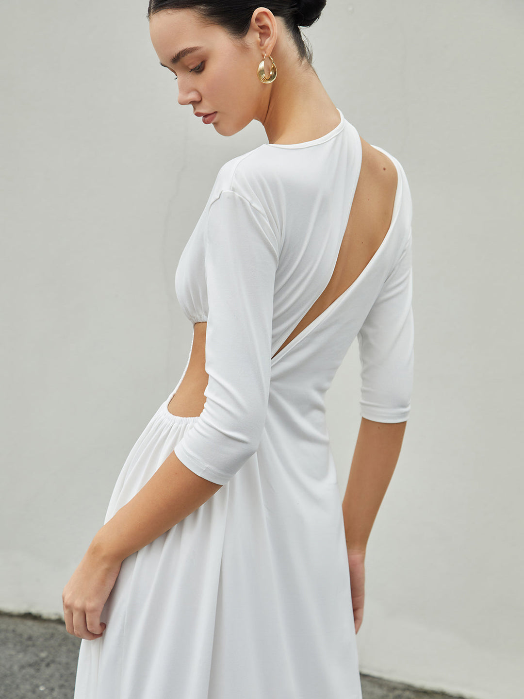 Cut Out Ruched Split Knit Maxi Dress  Liora Lane Boutique Knit Dresses