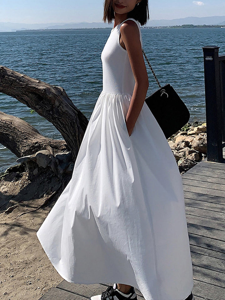 Leisure Crew Neck Long Dress  Liora Lane Boutique Dresses White / XL 42.00
