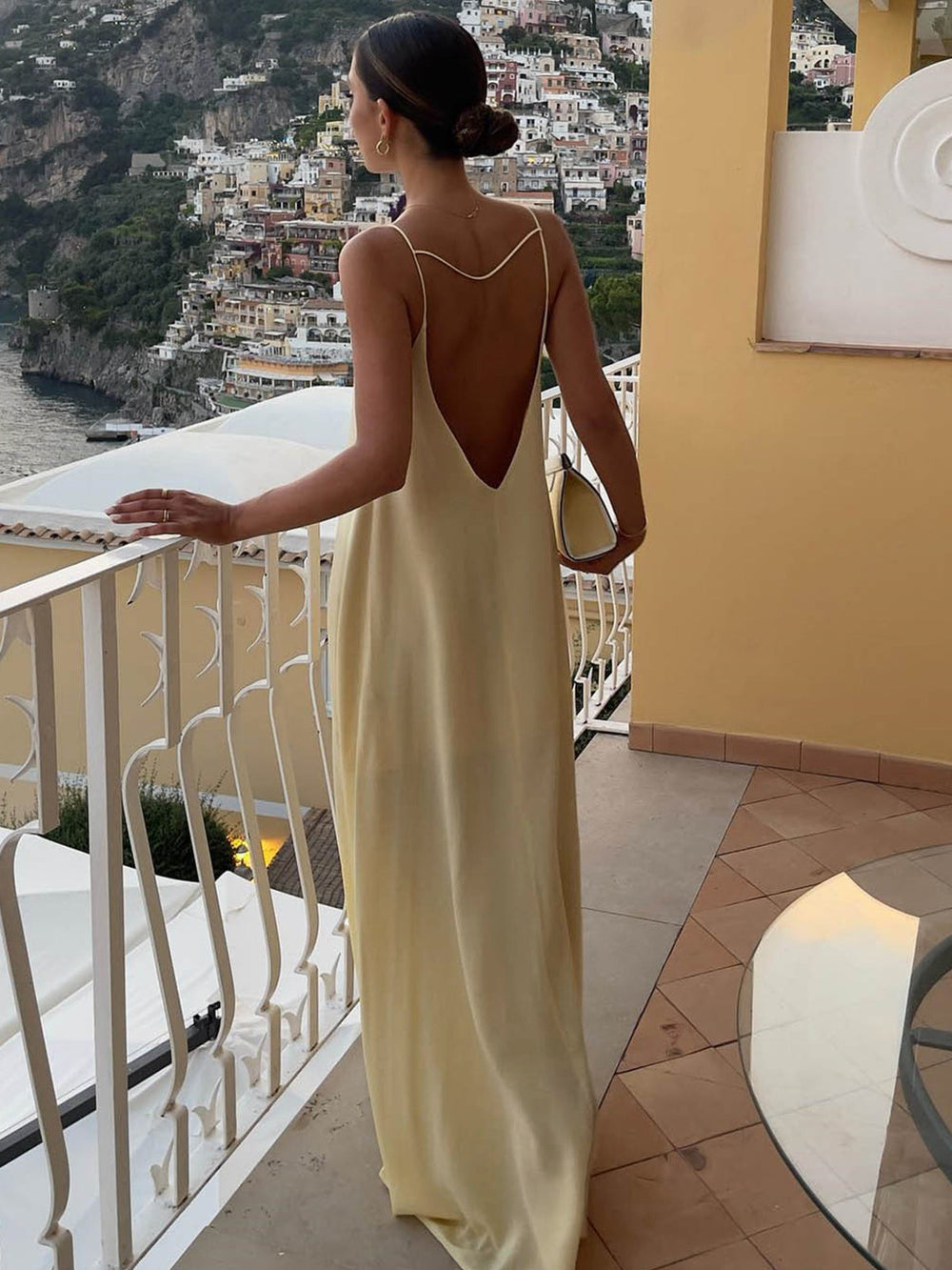 Backless Vacation Satin Long Dress  Liora Lane Boutique Dresses