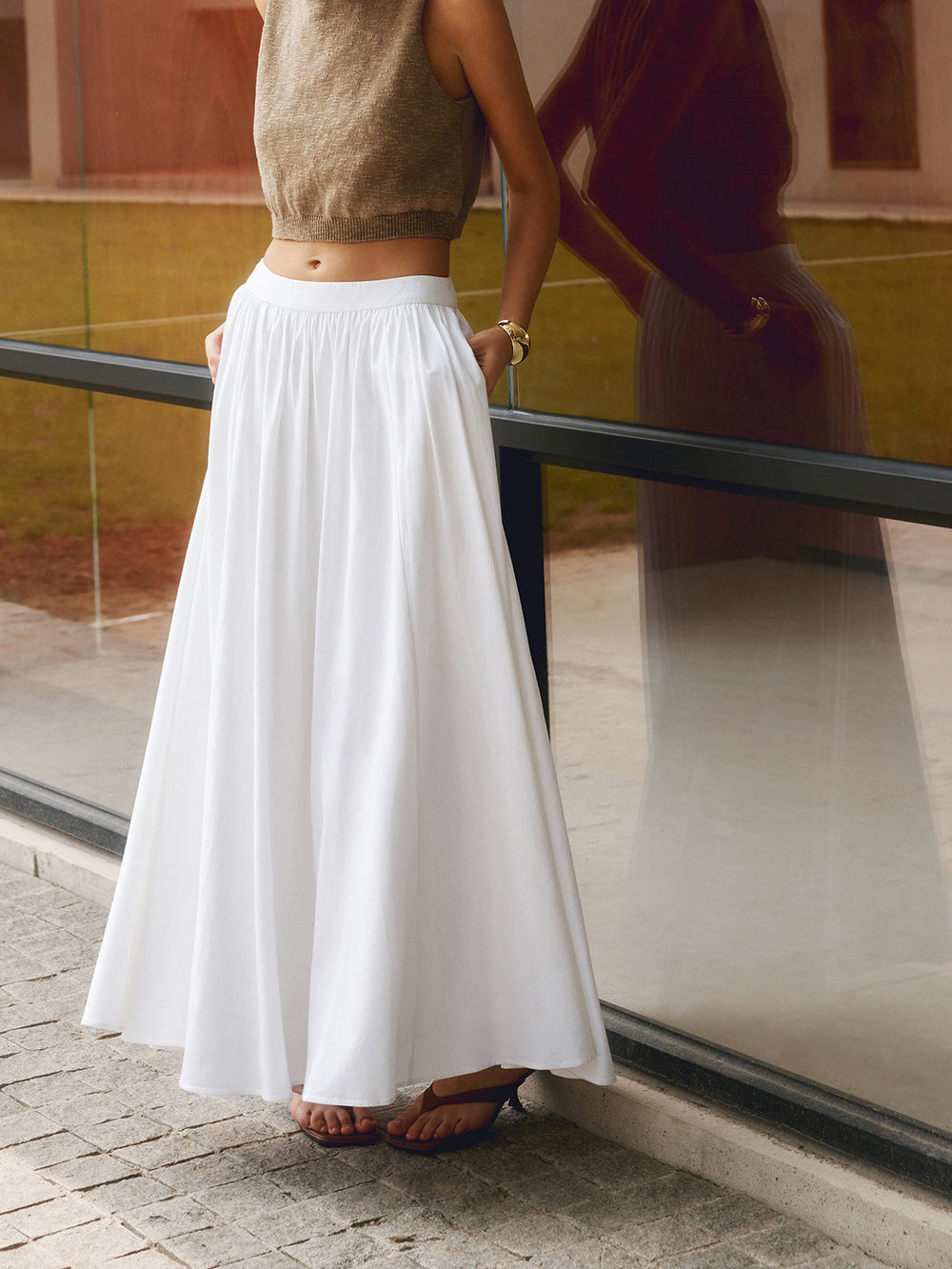 Linen Pleated Maxi Skirt  Liora Lane Boutique Skirts