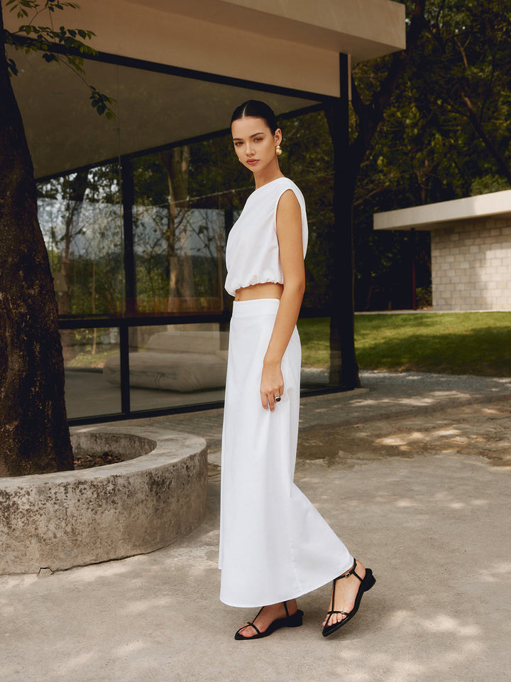 Cotton & Linen Solid Maxi Skirt  Liora Lane Boutique Skirts