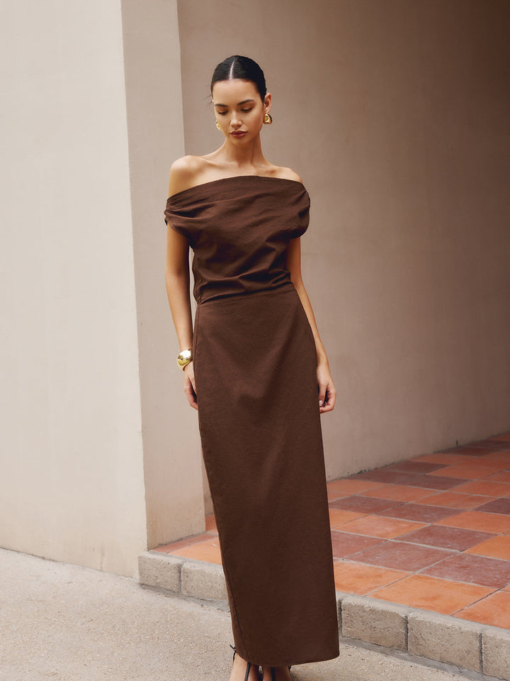 Cotton & Linen Asymmetrical Neck Dress  Liora Lane Boutique Dresses