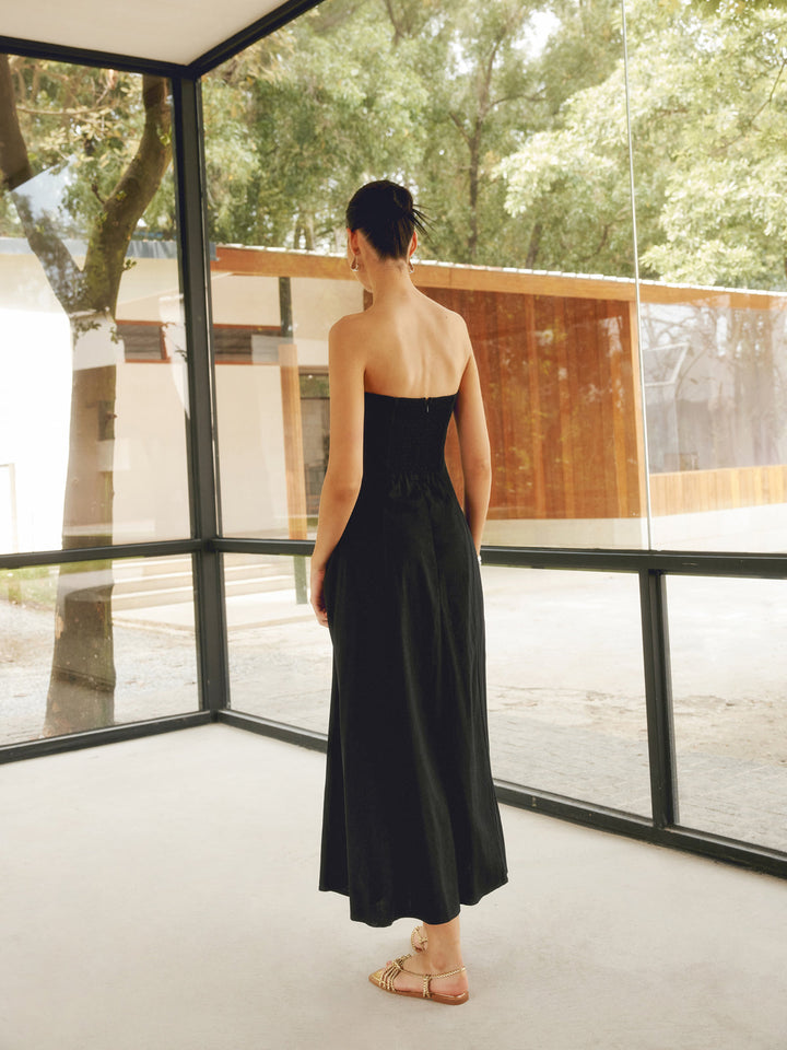 Linen Blends Basic Pockets Tube Long Dress  Liora Lane Boutique Dresses