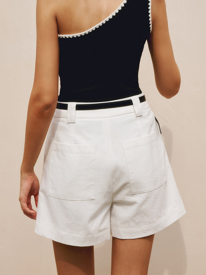 Cotton & Linen Casual Shorts Without Belt  Liora Lane Boutique Shorts