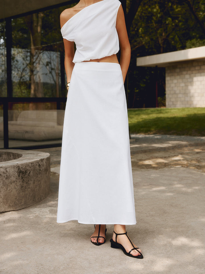 Cotton & Linen Solid Maxi Skirt  Liora Lane Boutique Skirts