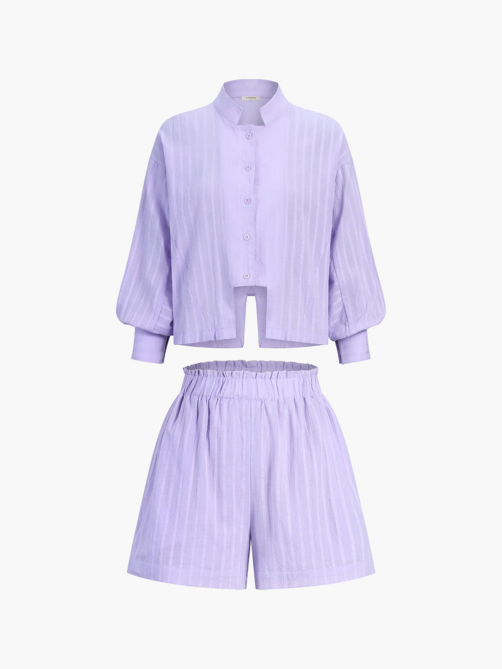 Pure Cotton Pinstripe Long-Sleeve Shorts Set  Liora Lane Boutique Short Sets