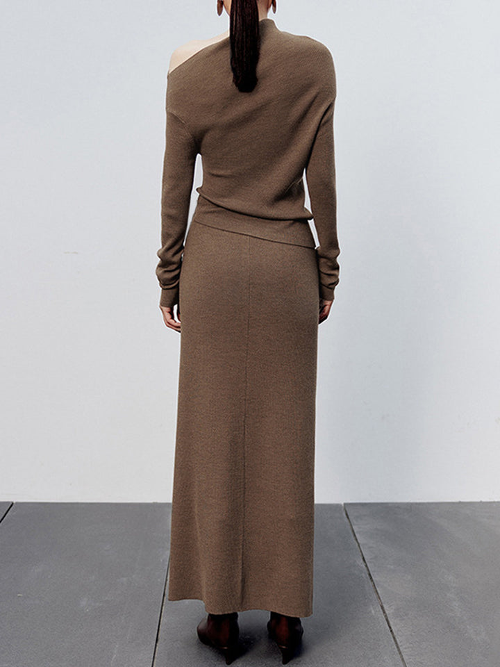 Caramel Slit Maxi Knit Skirt  Liora Lane Boutique Skirts