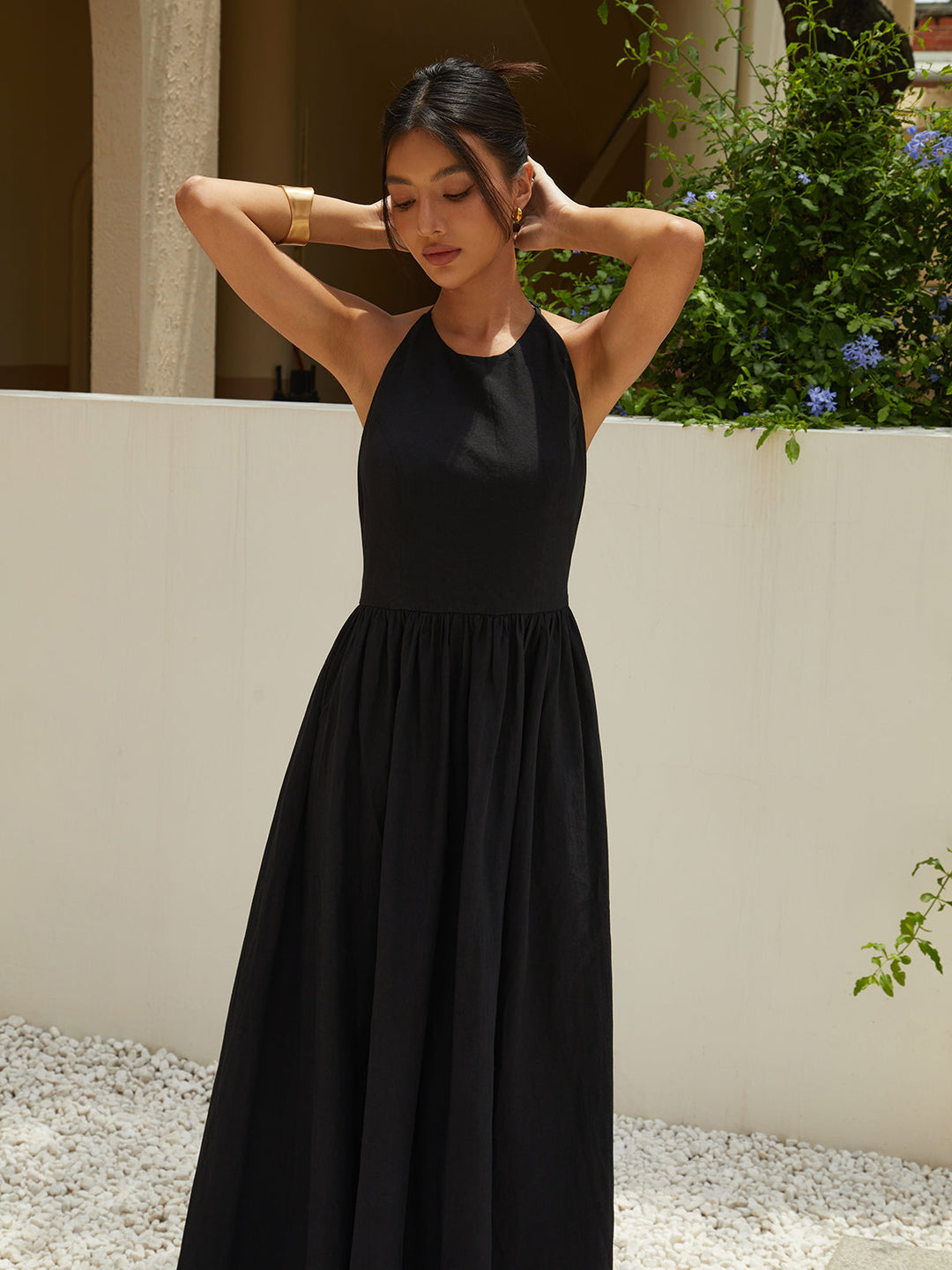 Solid Halter Long Dress  Liora Lane Boutique Dresses