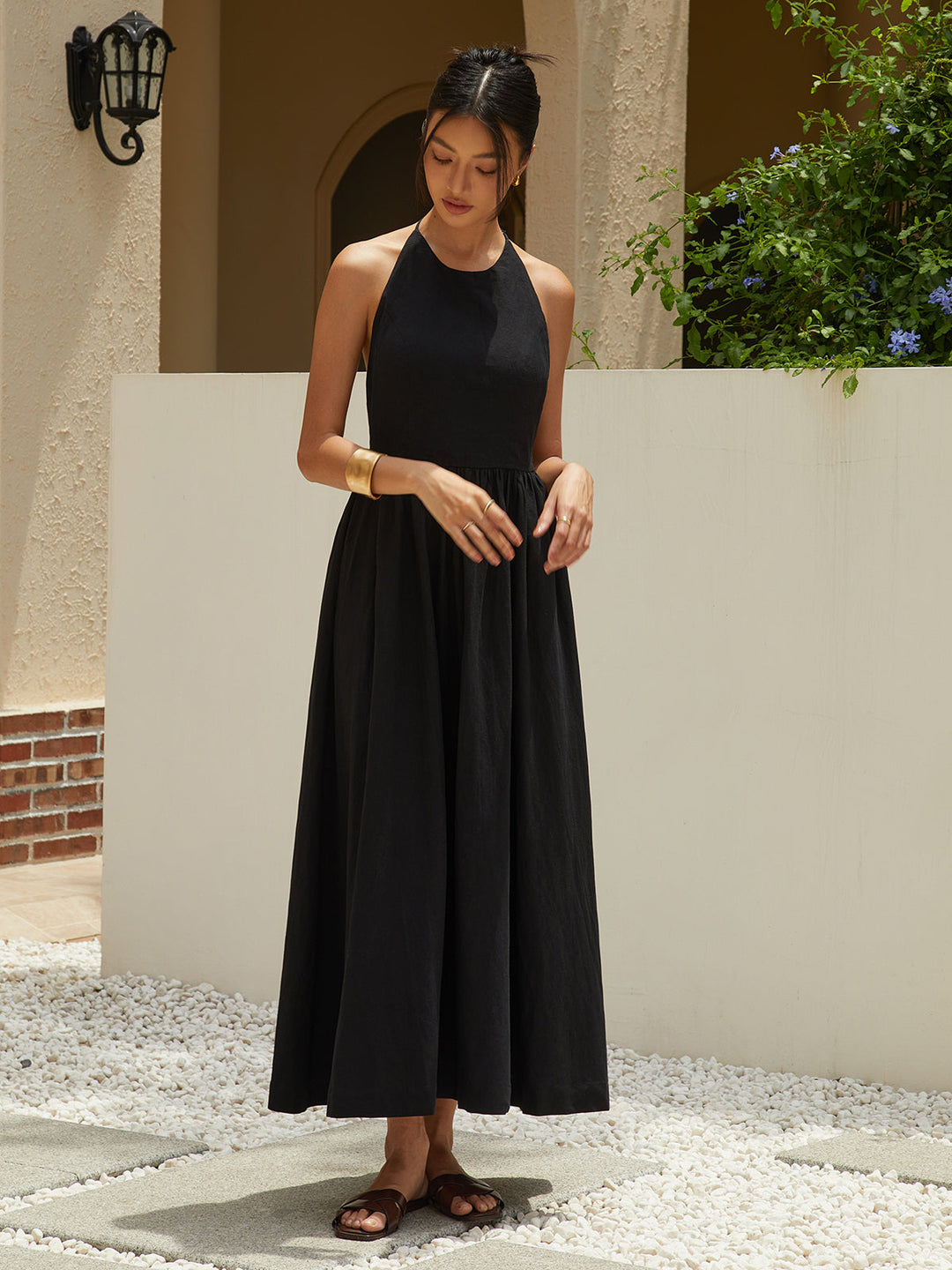 Solid Halter Long Dress  Liora Lane Boutique Dresses
