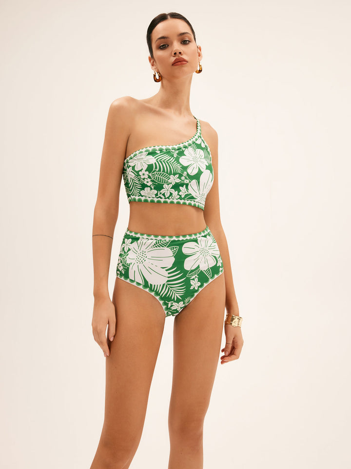 One Shoulder Floral Bikini Set  Liora Lane Boutique Bikini Sets