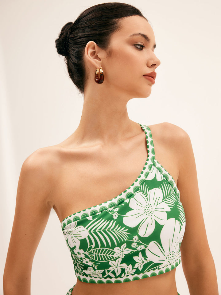 One Shoulder Floral Bikini Set  Liora Lane Boutique Bikini Sets