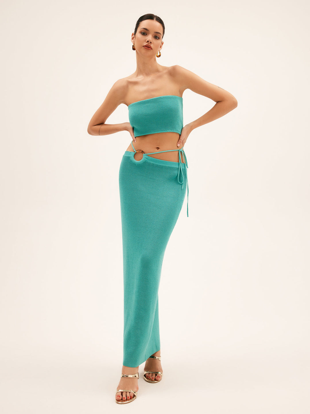 Seagrass Knotted Split Sweater Set  Liora Lane Boutique Sweater Co-ords Green / XL 99.99