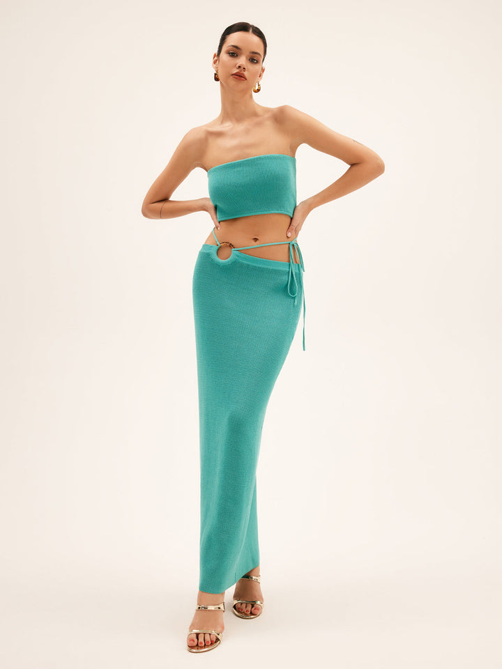 Seagrass Knotted Split Sweater Set  Liora Lane Boutique Sweater Co-ords Green / XL 99.99