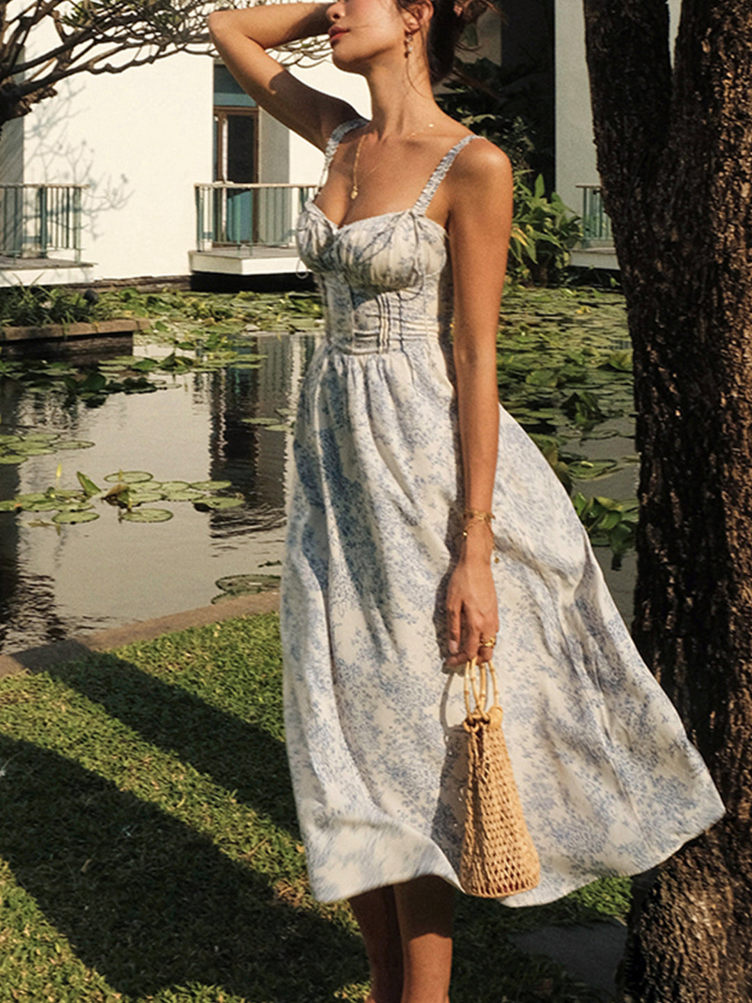 Sapphire Garden Floral Cami Midi Dress  Liora Lane Boutique Dresses