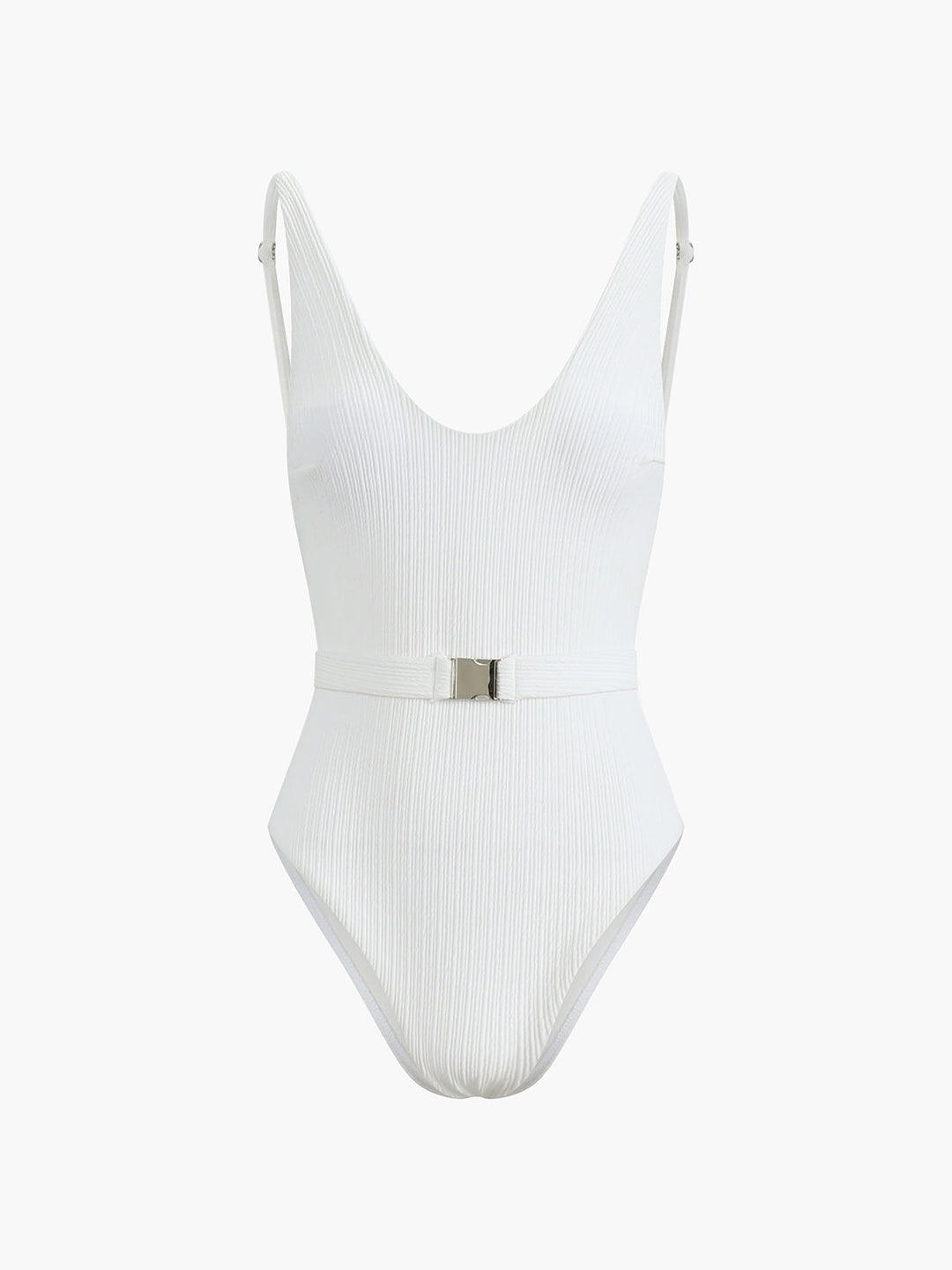 Marshmallow Belted One Piece Swimsuit  Liora Lane Boutique One-Pieces