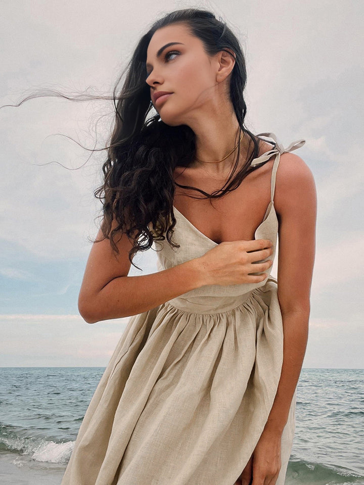 Cotton & Linen Backless Long Dress  Liora Lane Boutique Dresses