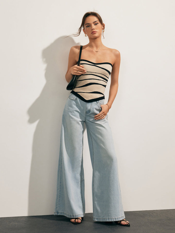 Two-Tone Waves Tube Knit Top  Liora Lane Boutique Knit Tops