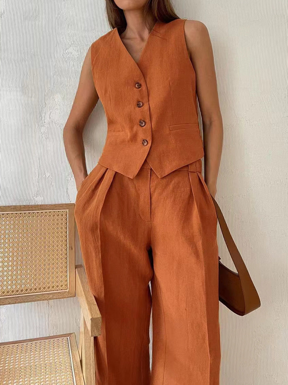 Cotton & Linen Pants Set  Liora Lane Boutique Pant Sets