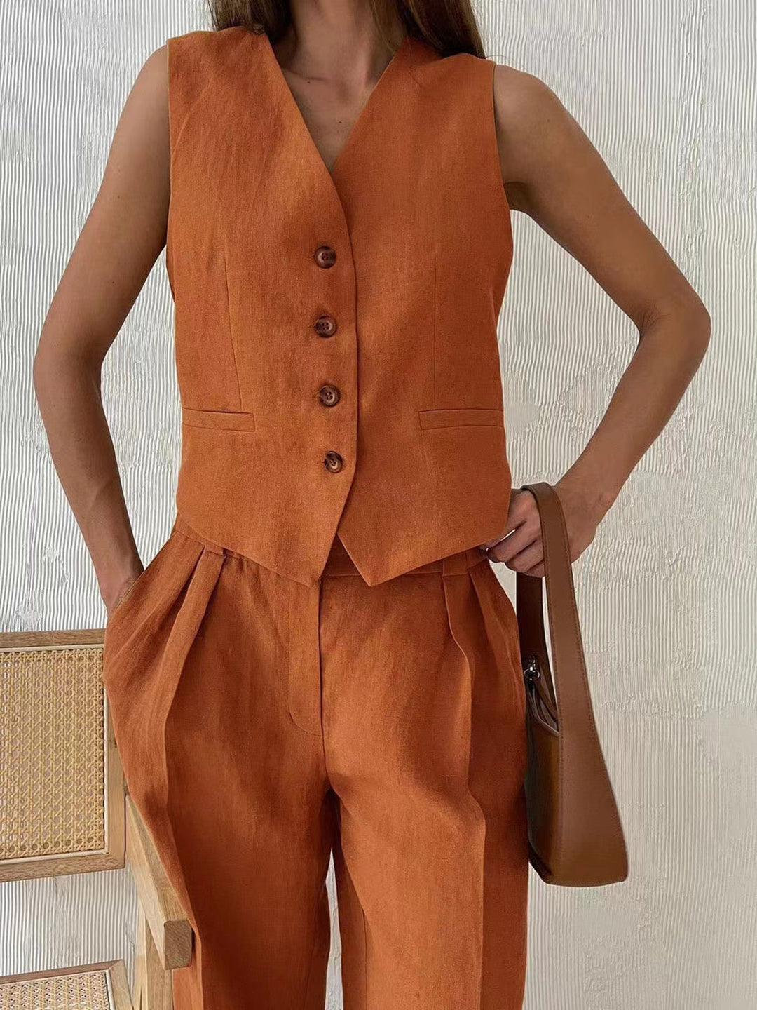 Cotton & Linen Pants Set  Liora Lane Boutique Pant Sets