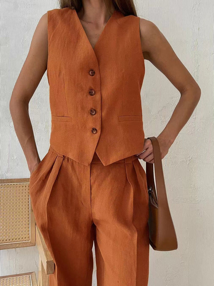 Cotton & Linen Pants Set  Liora Lane Boutique Pant Sets