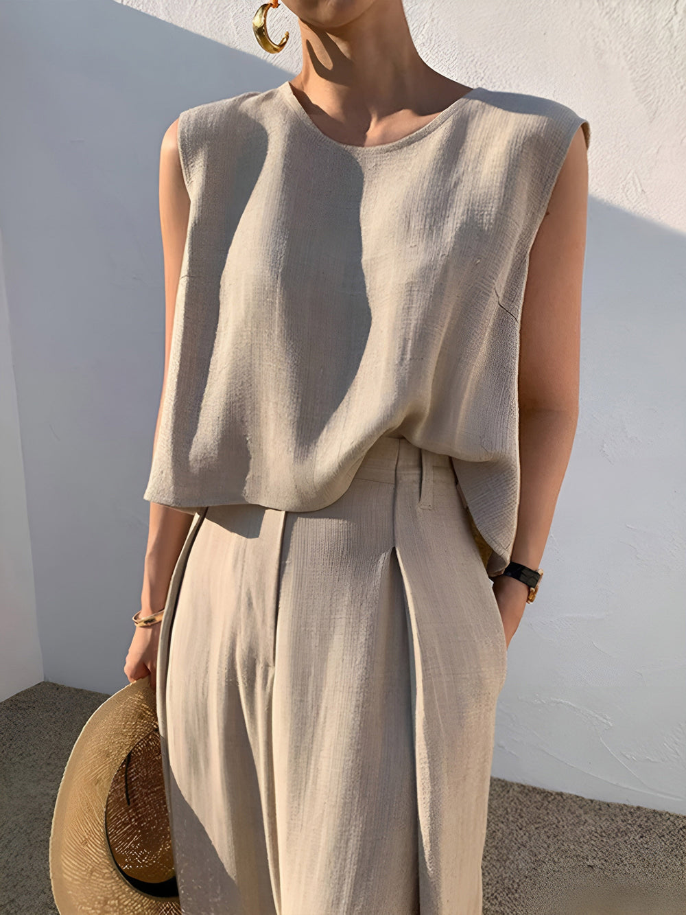 Linen Blends Casual Pants Set  Liora Lane Boutique Pant Sets