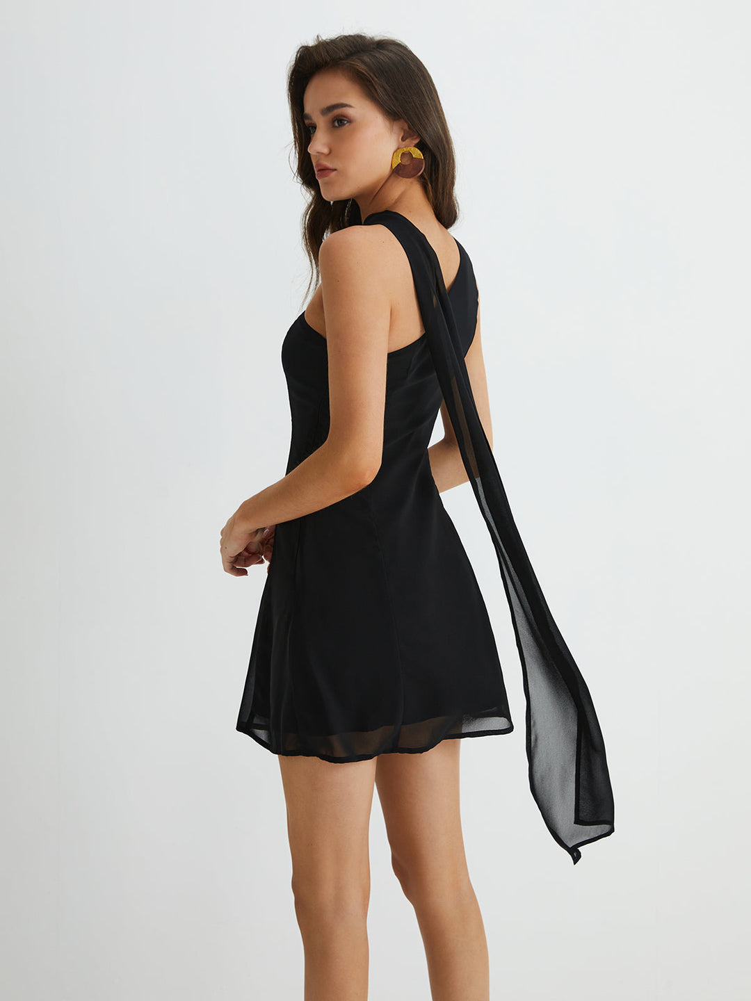 Asymmetrical Cutaway Shoulder Short Dress  Liora Lane Boutique Dresses