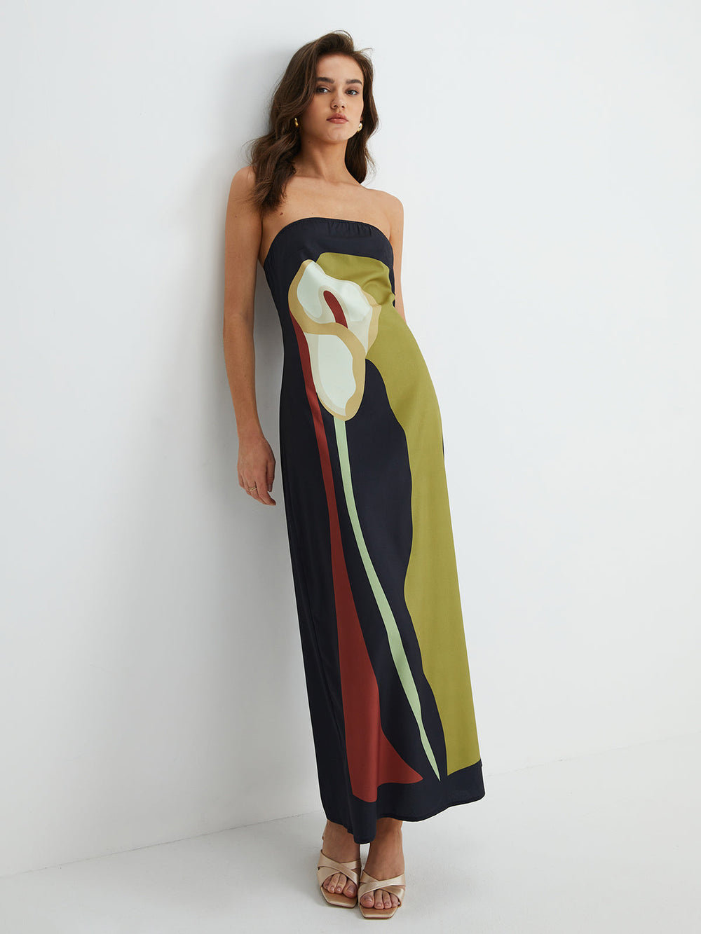 Large Floral Print Split Tube Long Dress  Liora Lane Boutique Dresses