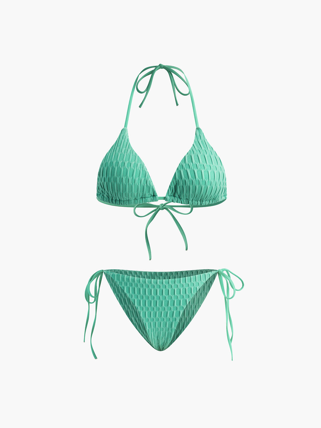 Solid Halter Knotted Bikini Set  Liora Lane Boutique Bikini Sets LightGreen / L 86.99
