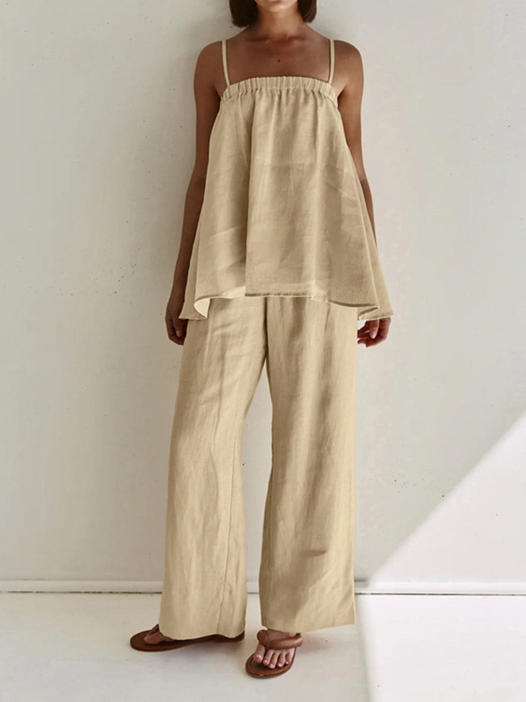 Solid Casual Pants Set  Liora Lane Boutique Pant Sets Khaki / XL 125.99