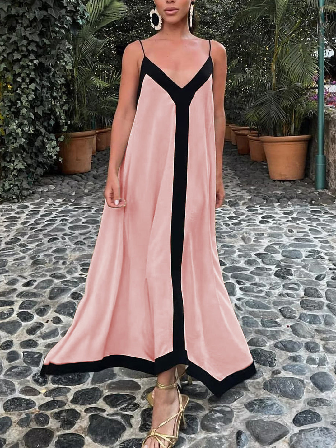 Sicily Old Money Aesthetics Slip Long Dress  Liora Lane Boutique Dresses Pink / XL 94.99