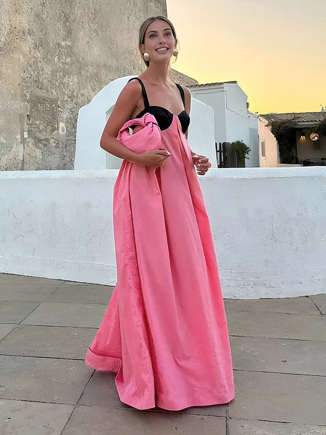 Bra-Splicing Halter Strap Long Dress  Liora Lane Boutique Dresses Pink / XL 94.99