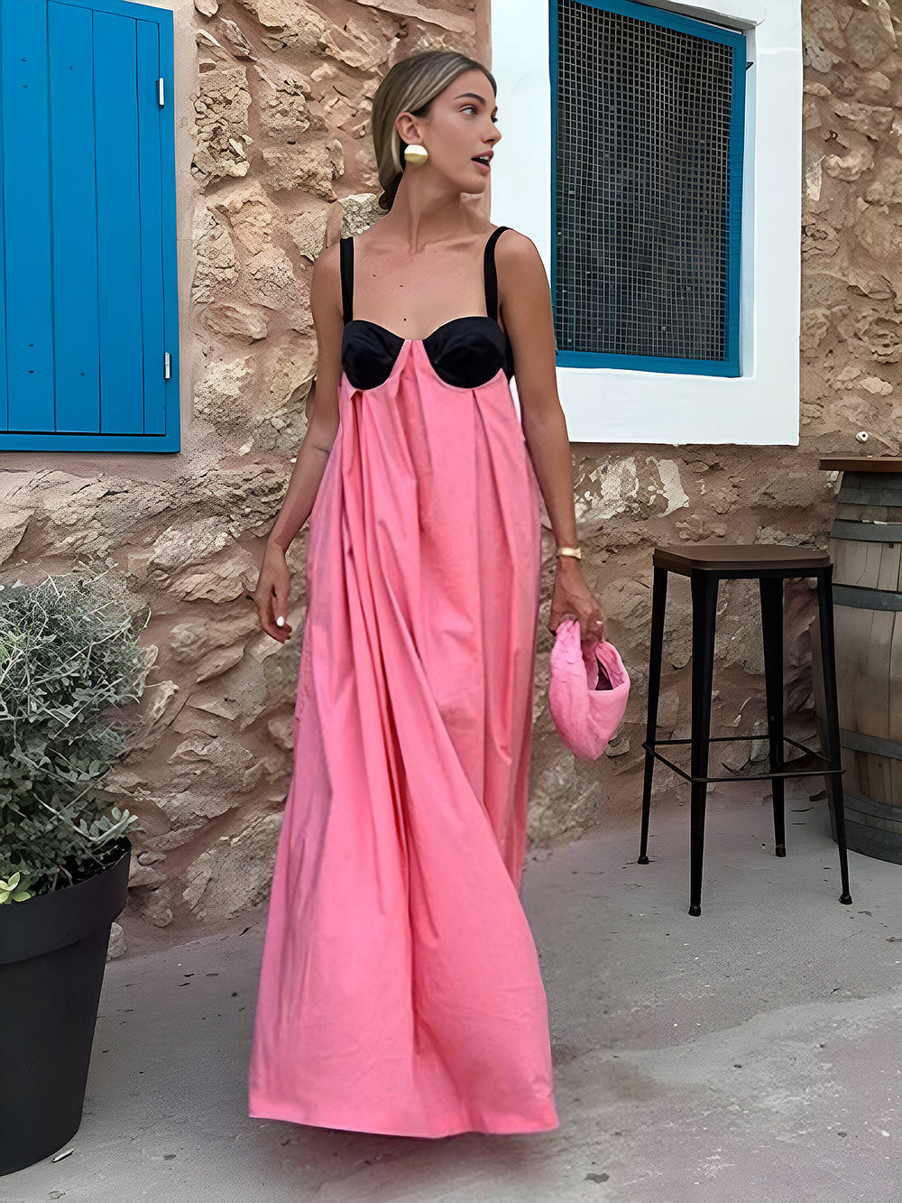 Bra-Splicing Halter Strap Long Dress  Liora Lane Boutique Dresses