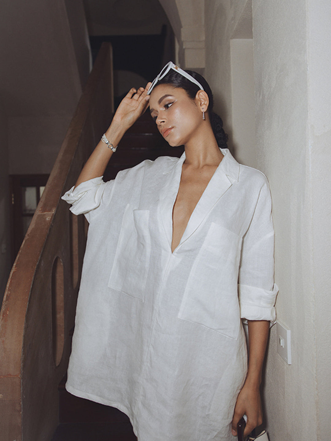 Linen Pockets Semi-Sheer Long Sleeve Dress  Liora Lane Boutique Dresses