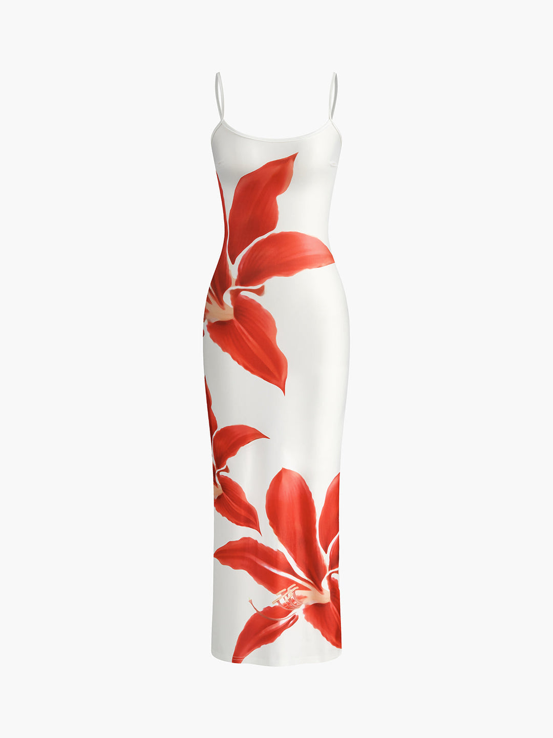 Floral Print Sleeveless Split Long Dress  Liora Lane Boutique Dresses White / XL 94.99