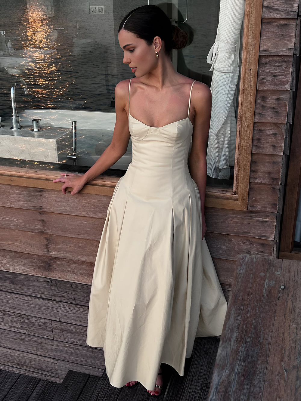 Pleated Cami Long Dress  Liora Lane Boutique Dresses