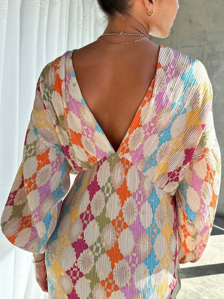 Jacquard Print V-Neck Dress  Liora Lane Boutique Dresses