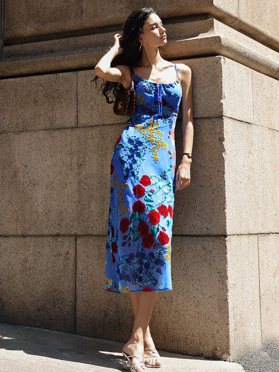 Velvet Floral Appliqué Cami Dress  Liora Lane Boutique Dresses