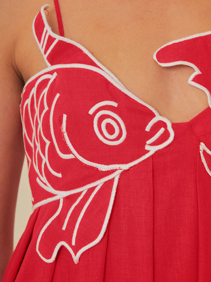 Embroidered Fish Semi-Sheer Cami Dress  Liora Lane Boutique Dresses