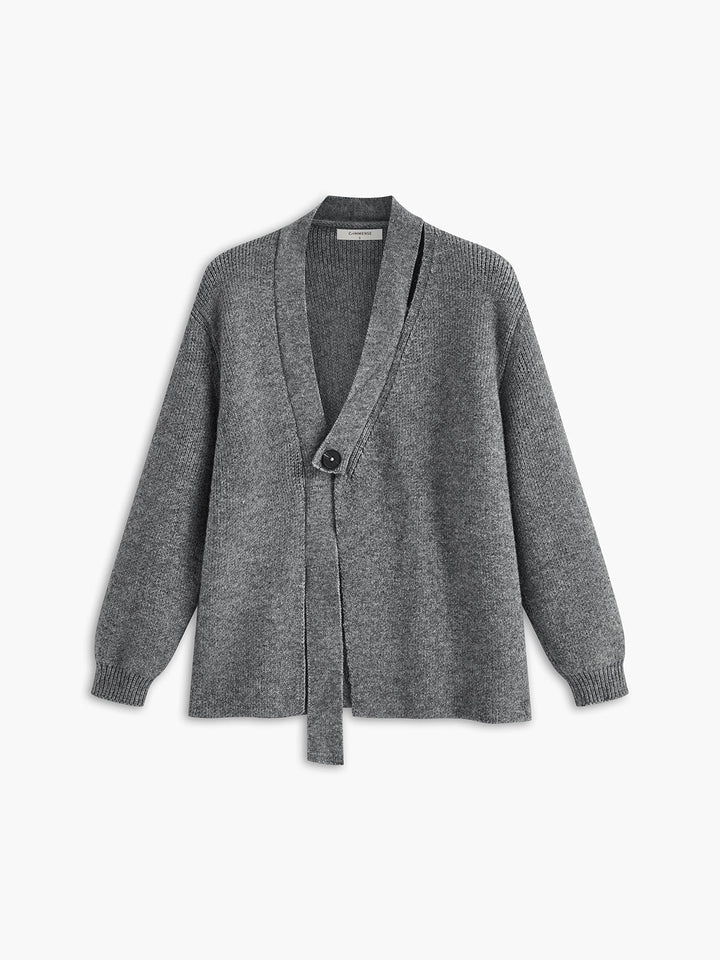 Retro V-Neck Button Cardigan  Liora Lane Boutique Cardigans Grey / L 84.99