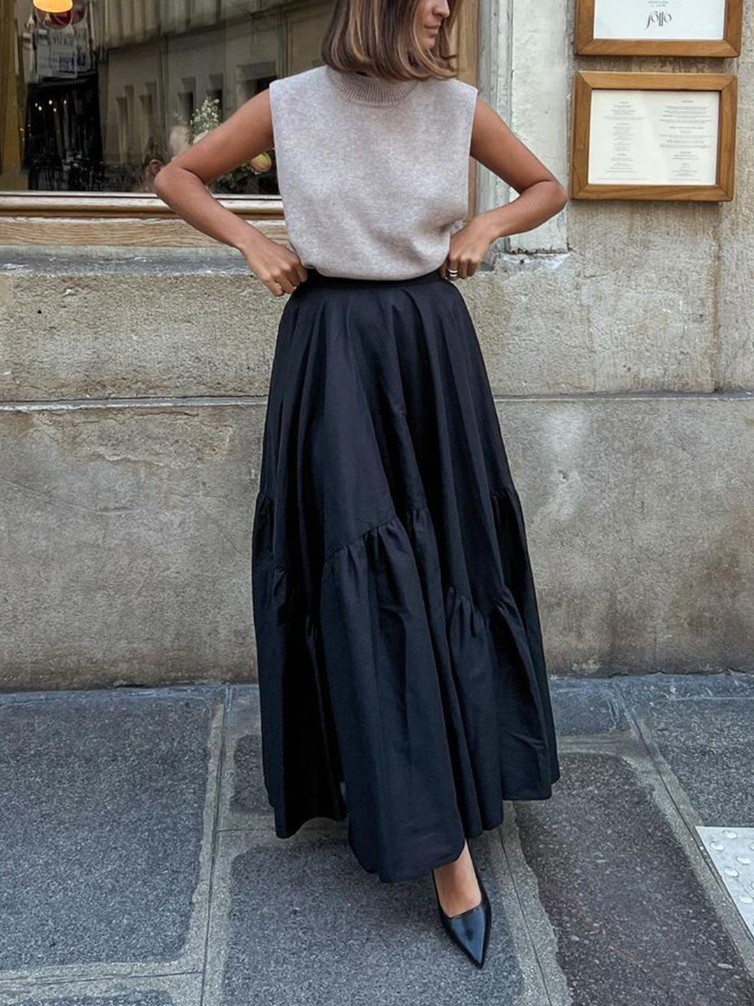 Asymmetrical Pleated Maxi Skirt  Liora Lane Boutique Skirts