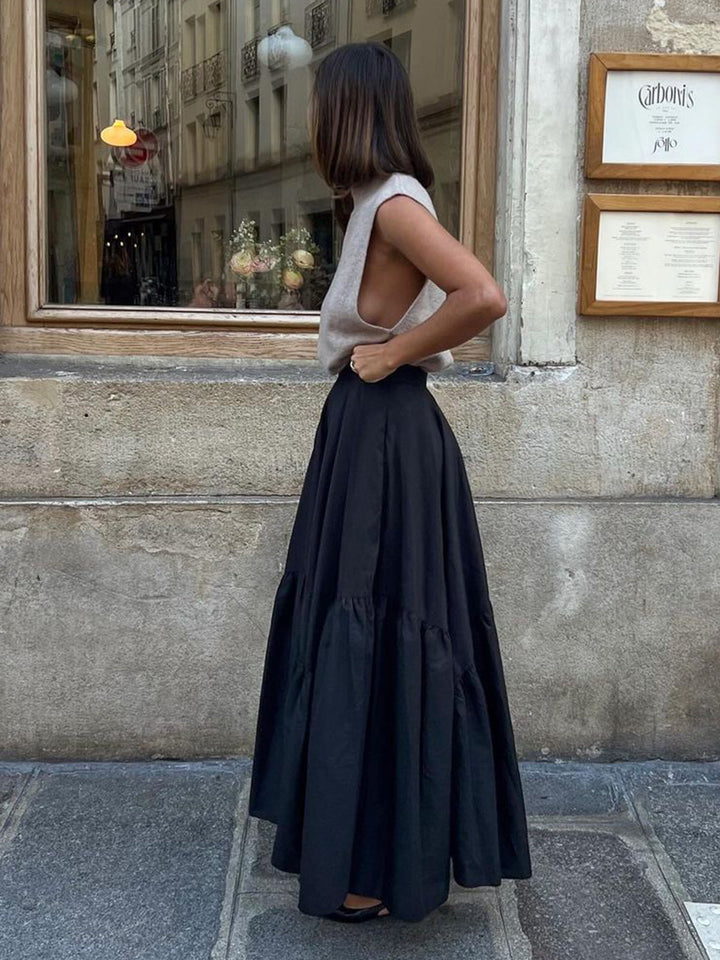 Asymmetrical Pleated Maxi Skirt  Liora Lane Boutique Skirts