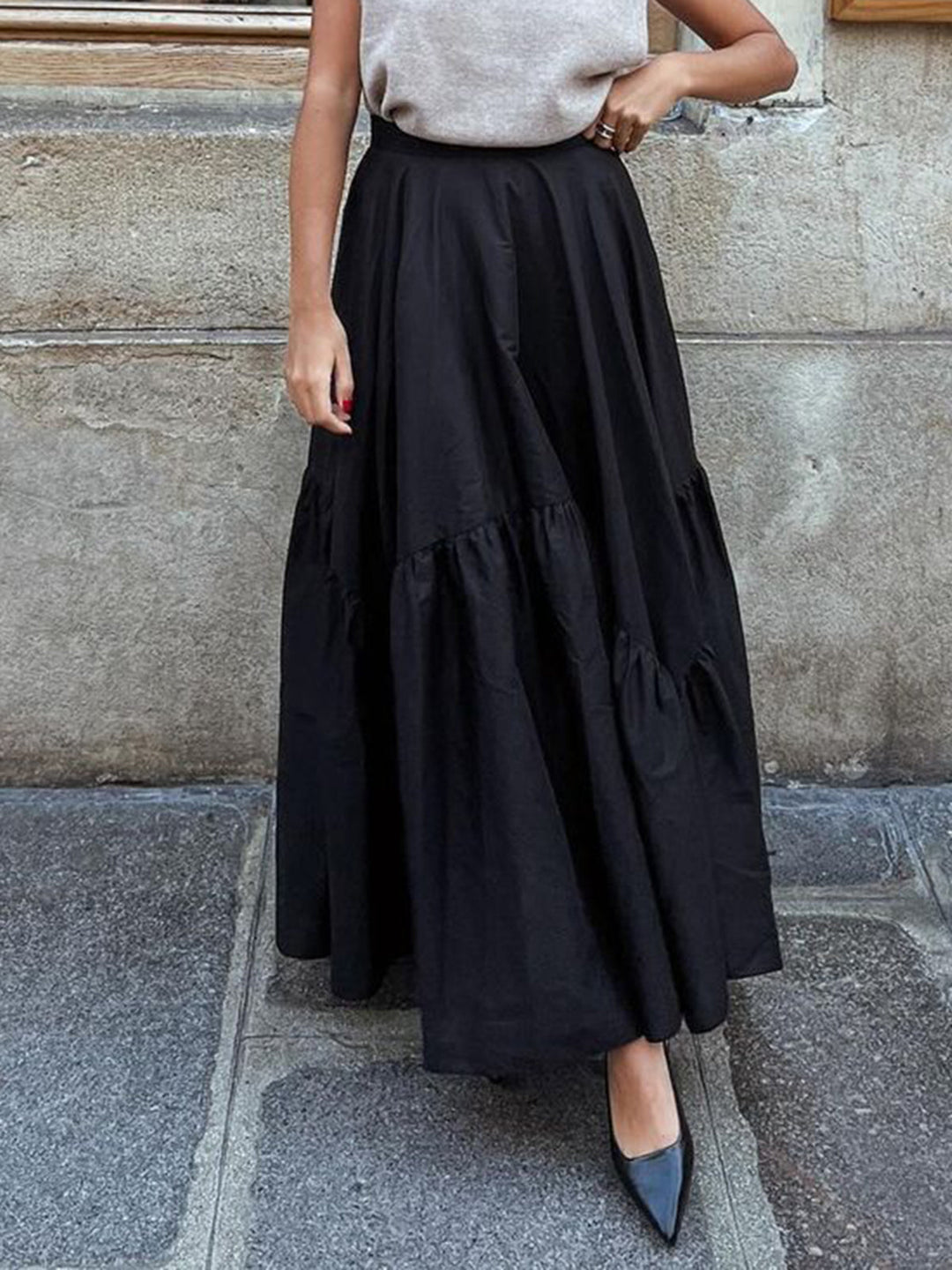 Asymmetrical Pleated Maxi Skirt  Liora Lane Boutique Skirts